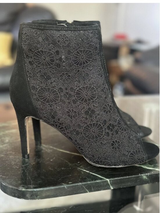 Nanette Lepore Shoes - Nanette Lepore Lace Heidi Black Peep Toe Heel 8.5M